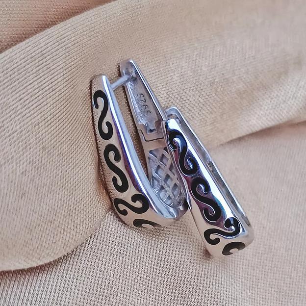 Комплект серебряный «Раушан» с национальным узором, серьги и кольцо, размер 19 фото 4