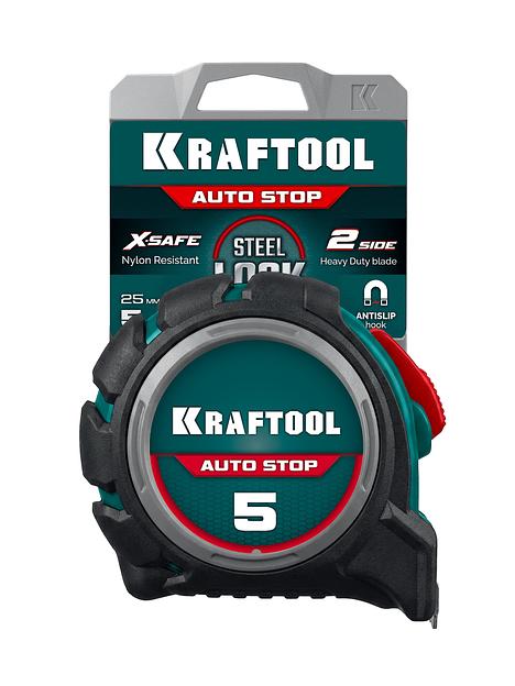 KRAFTOOL AutoStop 5м х 25мм, профессиональная рулетка с автостопом (3412-5-25) фото 4