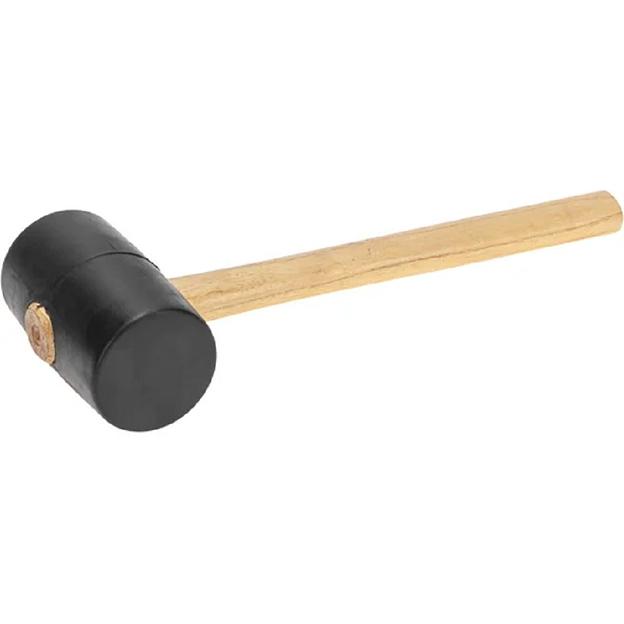 Kranz (KR-12-8144) Киянка резиновая 680 г, черная резина, деревянная рукоятка фото 1