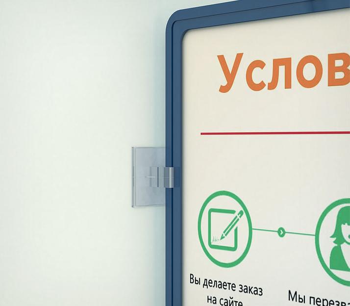Клипса для крепления пластиковых рамок больших форматов под углом 90° к поверхности WB-CLIP 90 фото 1