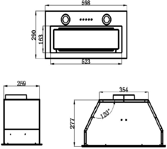 Вытяжка встраиваемая Maunfeld TRAPEZE 602M нержавеющая сталь управление: кнопочное (1 мотор) фото 2