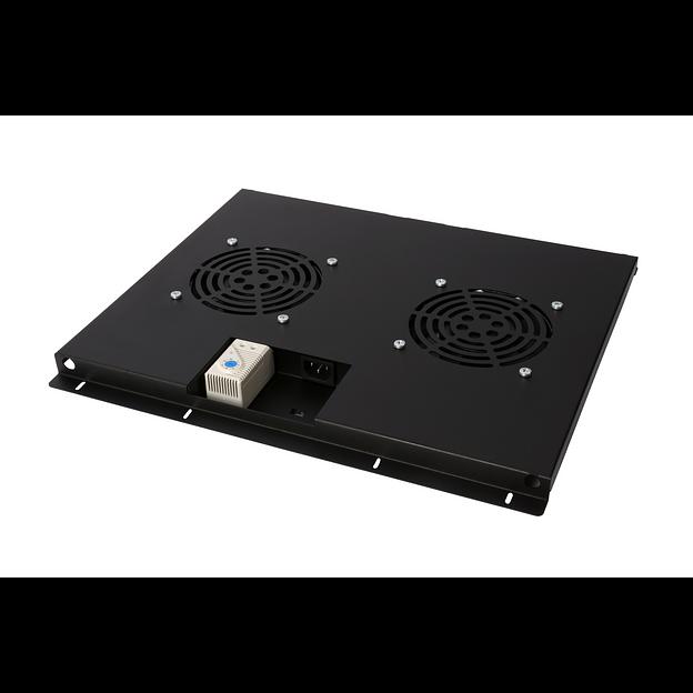 Блок вентиляторов для шкафов TFC глубиной 600мм, 2 вентилятора с терморегулятором, черный фото 1