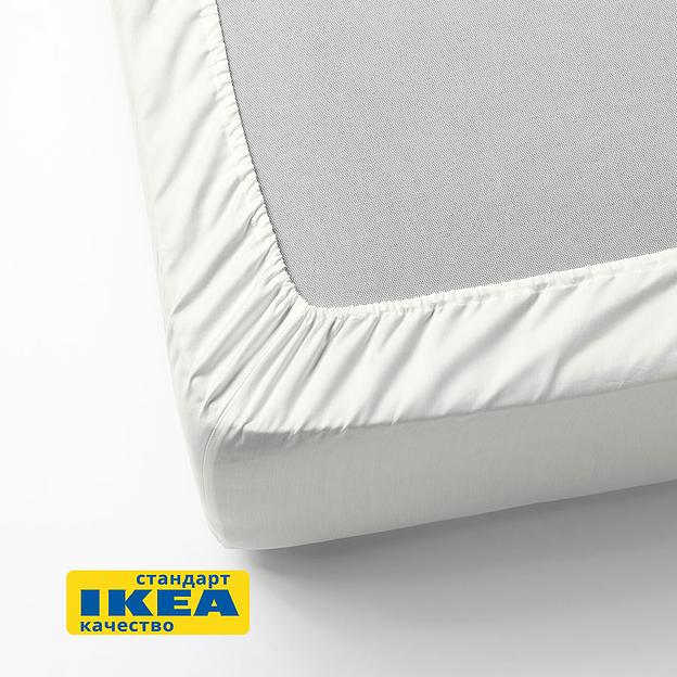 Простыня на резинке НАТЕСМИО (ИКЕА НАТТЭСМИН) 160x200, белый, сатин KL-60349455 фото 2