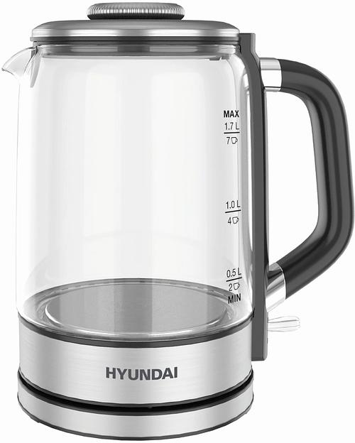 Чайник электрический Hyundai HYK-G5501 1.7л. 2200Вт серебристый/черный корпус: стекло фото 2