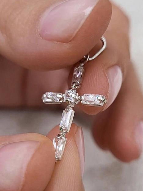 Женский крестик фианиты серебро 925 фото 3