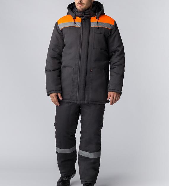 Костюм зимний Партнер NEW (Смесовая, 210) п/к, темно-серый/оранжевый,48-50,170-176 фото 1