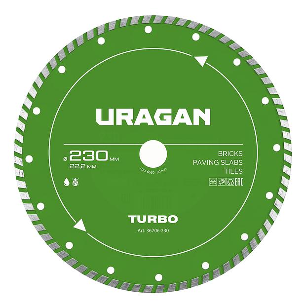 URAGAN TURBO 230 мм, диск алмазный отрезной сегментированный (36706-230) фото 1