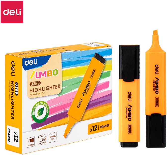 Текстовыделитель Deli EU366-OR скошенный пиш. наконечник 1-5мм оранжевый фото 1