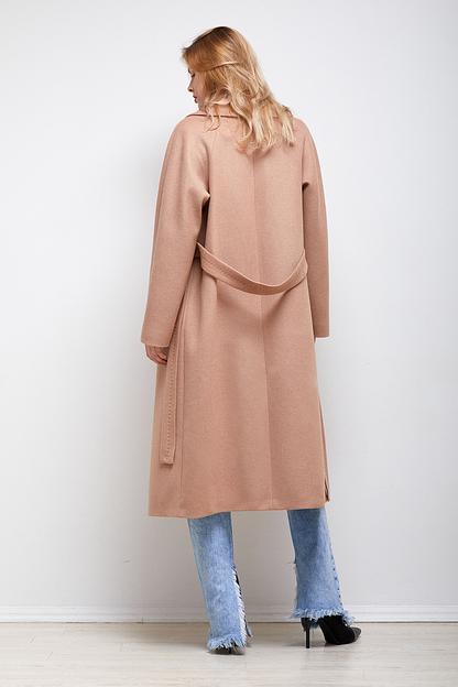 Женское демисезонное пальто двубортное Mmoda светлый кэмл, арт.2223425-7 фото 4