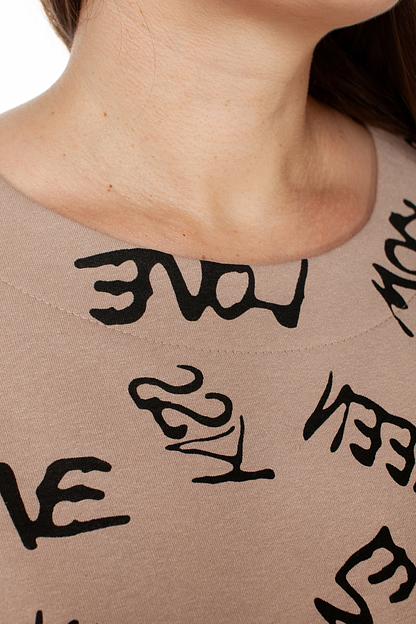 Туника футер 2-х нитка  4187/02/Бежевый, черный  фото 5