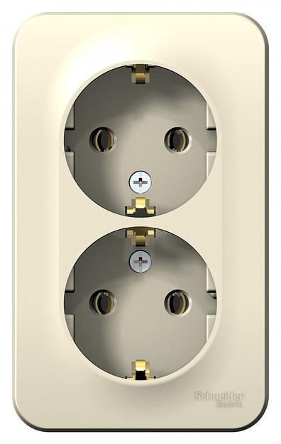 Systeme electric BLNRA010212 BLANCA О/У РОЗЕТКА двойная с заземл. без штор. ИЗОЛ.ПЛ.,16А, 250В, МОЛОЧНЫЙ фото 2