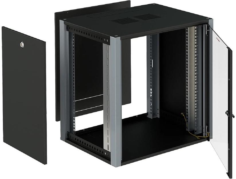 Шкаф коммутационный Sysmatrix (WP 6312.910) настенный 12U 600x350мм пер.дв.стекл 2 бок.пан. 60кг черный 20кг IP20 фото 2