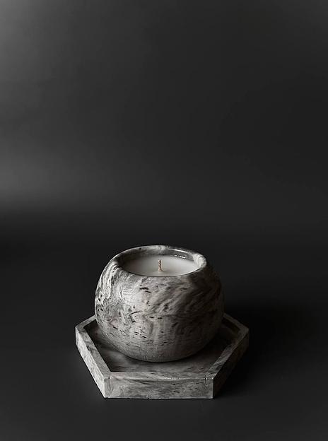 Свеча ароматическая Marmor gypsum Ball в гипсовом подсвечнике фото 1