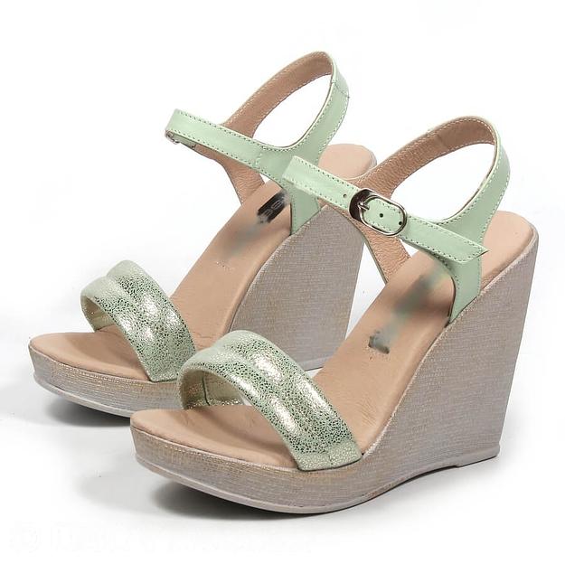 Босоножки женские из натуральной кожи на танкетке р-р.34, арт.МТ445 мятный ОПТ фото 6