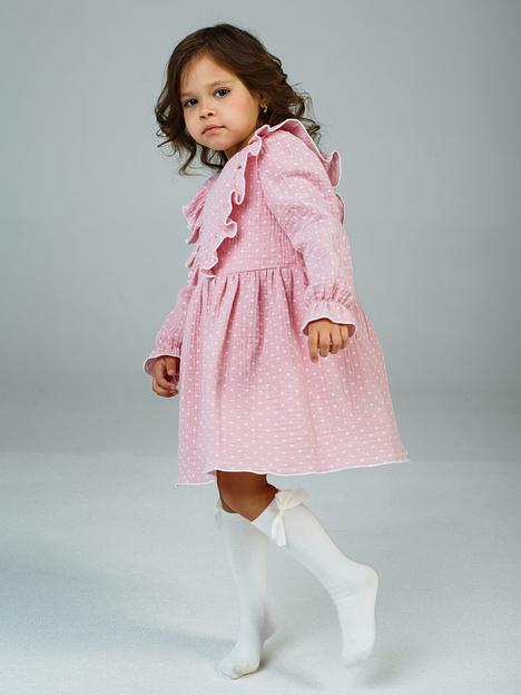 Платье MINI DI «Адель» горох на розовом, муслин, арт.290/2200 ОПТ фото 3