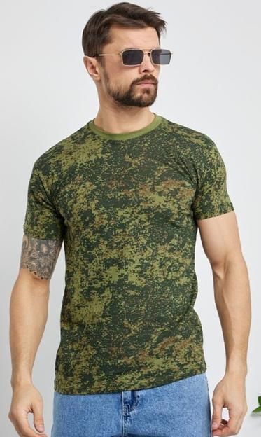 Футболка Пиксель, темно-зеленая, эконом, мужская (р-р 48-56), Опт фото 1