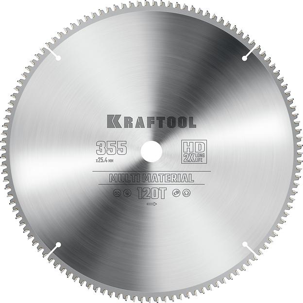 KRAFTOOL Multi Material, 355 х 25.4 мм, 120Т, пильный диск по алюминию (36953-355-25.4) фото 1