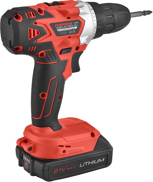 Дрель-шуруповерт акк. ПАРМА ДША-02-2021/2Li [02.021.00016] { 21В, 2Ач, 2акк.,2скор,,подсв, индик, кейс (8шт/кор) } фото 3