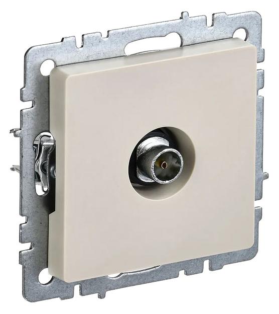 Розетка телев. IEK Brite РТВ11-0-БрКр BR-A10-O-K10 концевая скрыт. бежевый (упак.:1шт) фото 1