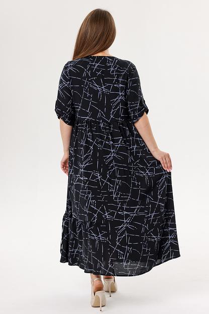 Платье штапель 6079/14/Черный, голубой фото 4