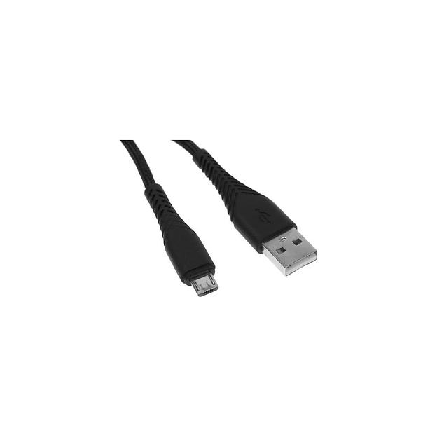 Кабель BORASCO Fishbone, micro USB (m) - USB (m), 1м, в оплетке, 3A, черный [38499] фото 1