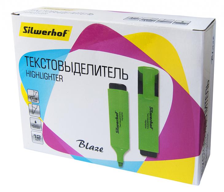 Текстовыделитель Silwerhof Blaze 108036-03 скошенный пиш. наконечник 1-5мм зеленый картон фото 3