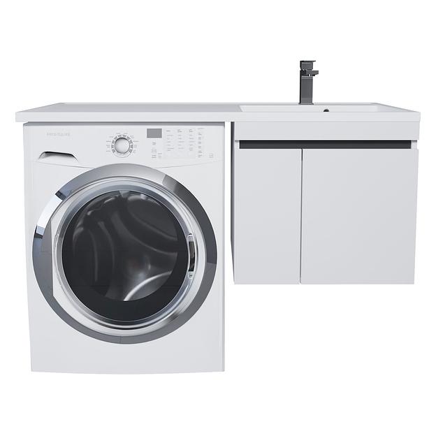 Тумба под стиральную машину Uperwood Magenta, 60 см, подвесная, белая/графит, с дверцами фото 1