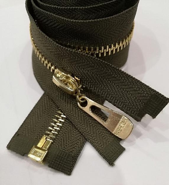 Молния металл №5 80см. 1зам. серебряный зуб Хаки фото 1