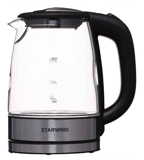 Чайник электрический Starwind SKG5210 1.7л. 2200Вт черный/серебристый (корпус: стекло) фото 2