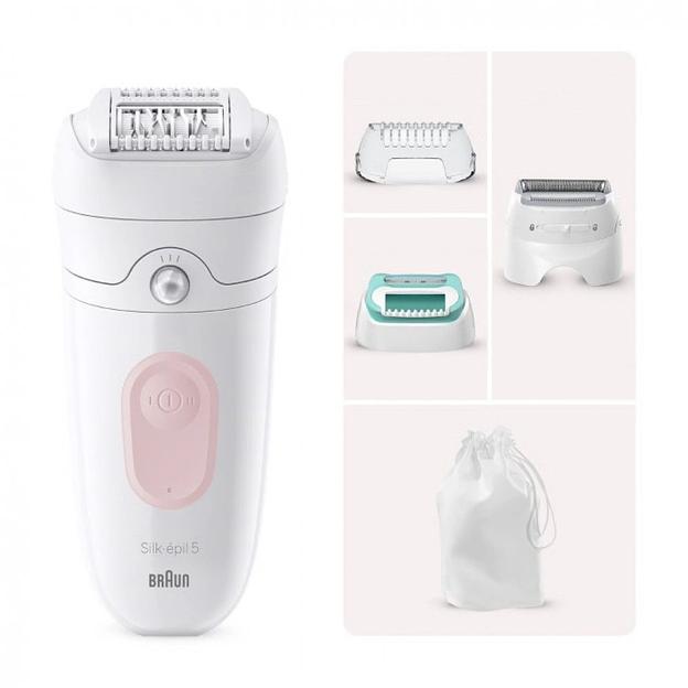 Эпилятор Braun SE5-050 скор.:2 насад.:4 от электр.сети от аккум. белый/розовый фото 7
