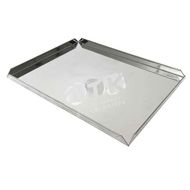 Противень витринный 750х500 мм высота 20 мм толщина 1 мм 4 борта нержавеющая сталь фото 1