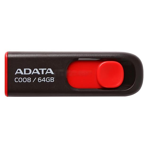 Флеш-накопитель 64GB USB 2.0 ADATA C008 [AC008-64G-RKD] Черный, красный фото 3