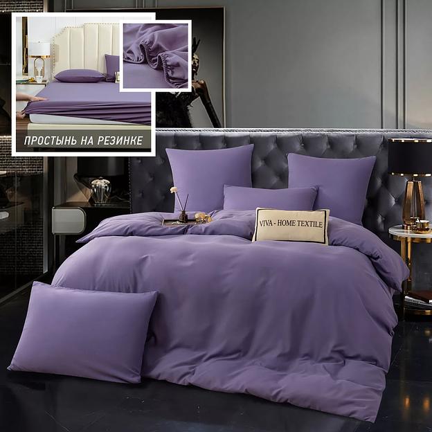 Комплект постельного белья Однотонный Сатин, простыня на резинке CSR051, опт фото 1