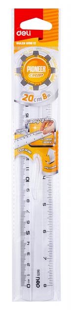 Линейка Deli EG01612 пластик дл.20см прозрачный с держателем европодвес фото 4
