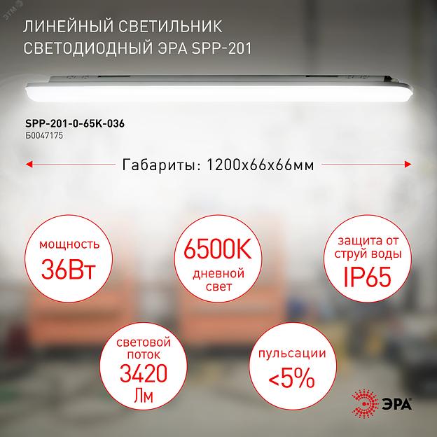 Светильник светодиодный линейный IP65 36Вт 3420Лм 6500К 1200мм мат SPP-201-0-65K-036 ЭРА Б0047175 фото 10