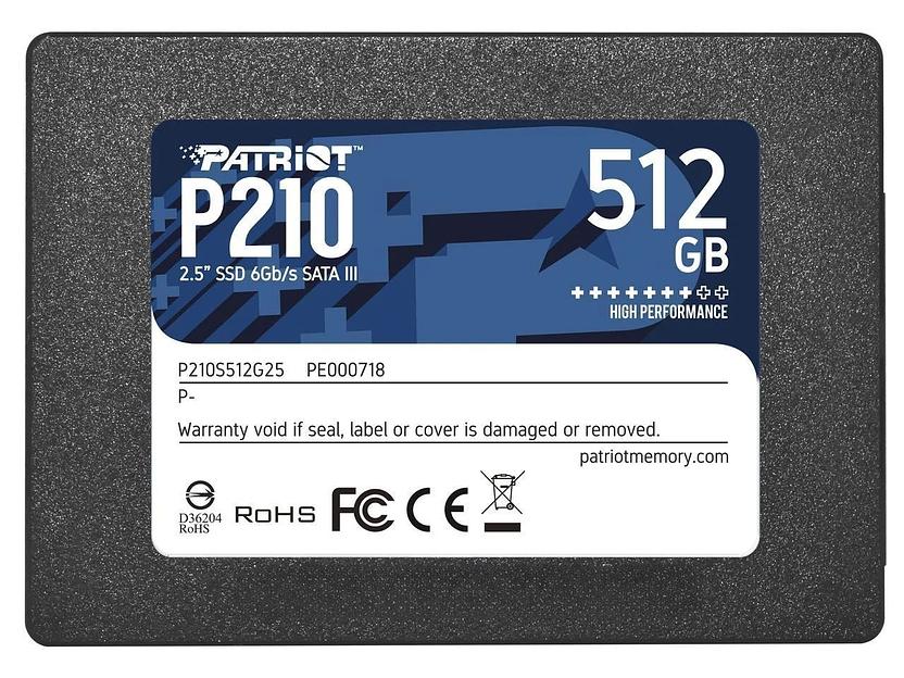 Жёсткий диск SSD PATRIOT 512GB 430/520 MB/S SATA 2.5 (P210S512G25) ОПТ фото 1