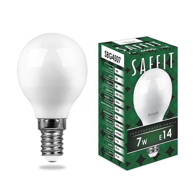 Лампа светодиодная LED 7вт Е14 белый матовый шар фото 1