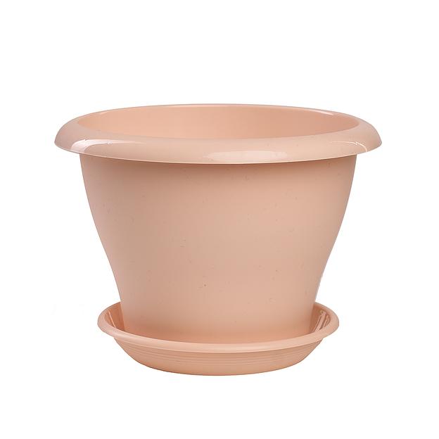 Пластиковый горшок "Гамма", D22, пудра  с поддоном фото 1