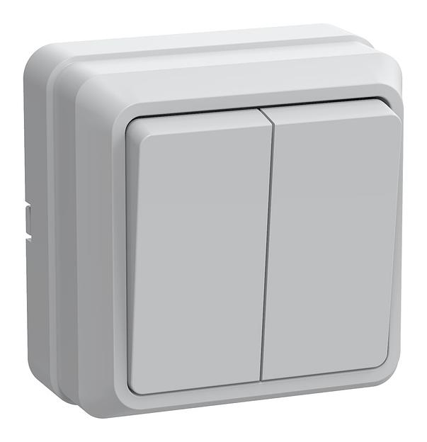 Выключатель IEK Октава откр. 2кл. IP20 белый (упак.:1шт) (EVO20-K01-10-DC) фото 1