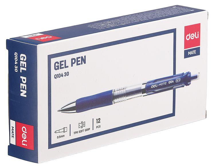 Ручка гелевая Deli EQ10430 Mate авт. 0.5мм резин. манжета прозрачный синие чернила фото 2