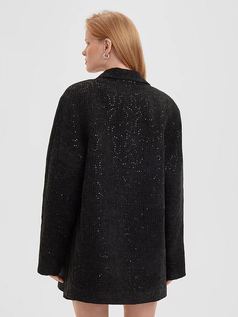 Пиджак женский oversize c пайетками, черный, опт фото 4