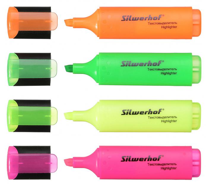 Набор текстовыделителей Silwerhof Blaze 108036-00 скошенный пиш. наконечник 1-5мм 4цв. пакет с европодвесом фото 2