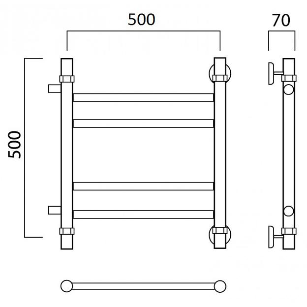 Полотенцесушитель водяной Роснерж Прямая L107011 50x50 с боковым подключением 320 групповой фото 2