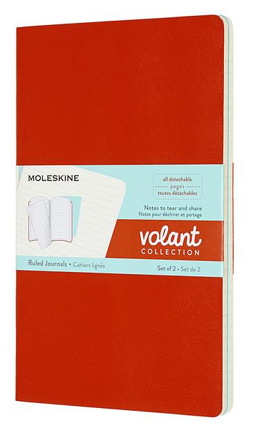Блокнот Moleskine VOLANT QP721F16B24 Large 130х210мм 96стр. линейка мягкая обложка оранжевый/голубой (2шт) фото 1
