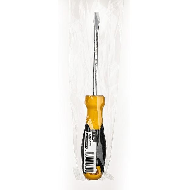 Шлицевая отвертка Deli DL6351001 5х100мм Материал: CR-V. Двухкомпонентная ручка. Хромированная. фото 3