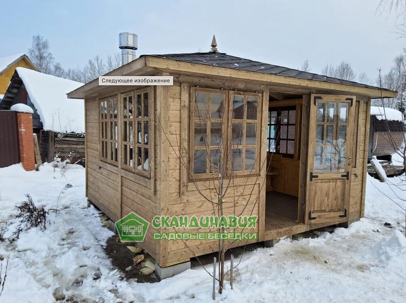 Беседка «Застекленная» 4×4 м с казан-мангалом фото 5