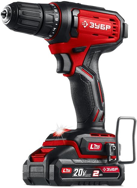 ЗУБР 20 В, 40 Н·м, 1 АКБ LMS (2 А·ч), ударная дрель-шуруповерт (ДШУ-40-21) фото 1