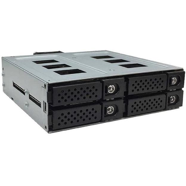Procase G2-104-SATA3-BK {Hot-swap корзина 4 SATA3/SAS 12G,черный,с замком,hotswap mobie rack 2,5" HDD(1x5,25),4*SATA,2xFAN 40x15mm} фото 1