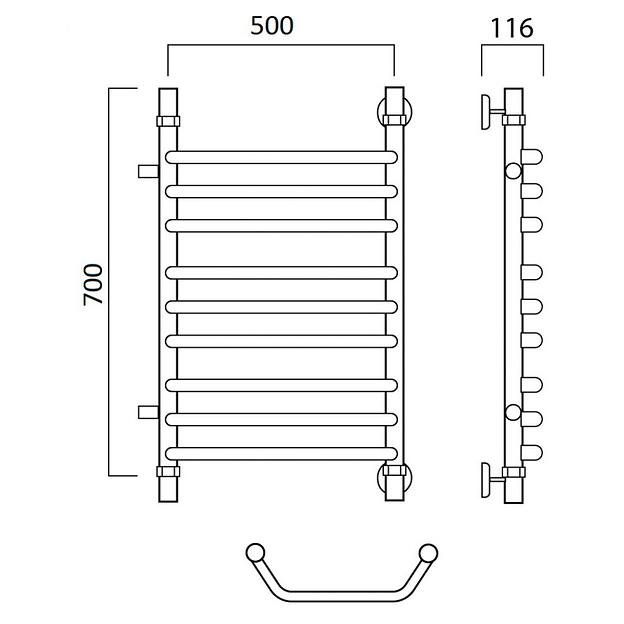 Полотенцесушитель водяной Роснерж Трапеция L108011 70x50 с боковым подключением 500 групповой фото 2