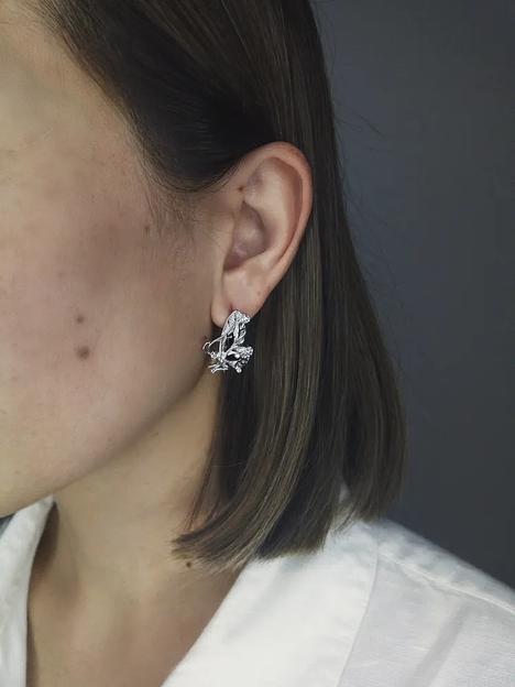 Silver Moon Серьги серебро 925 родированные с фианитами фото 1